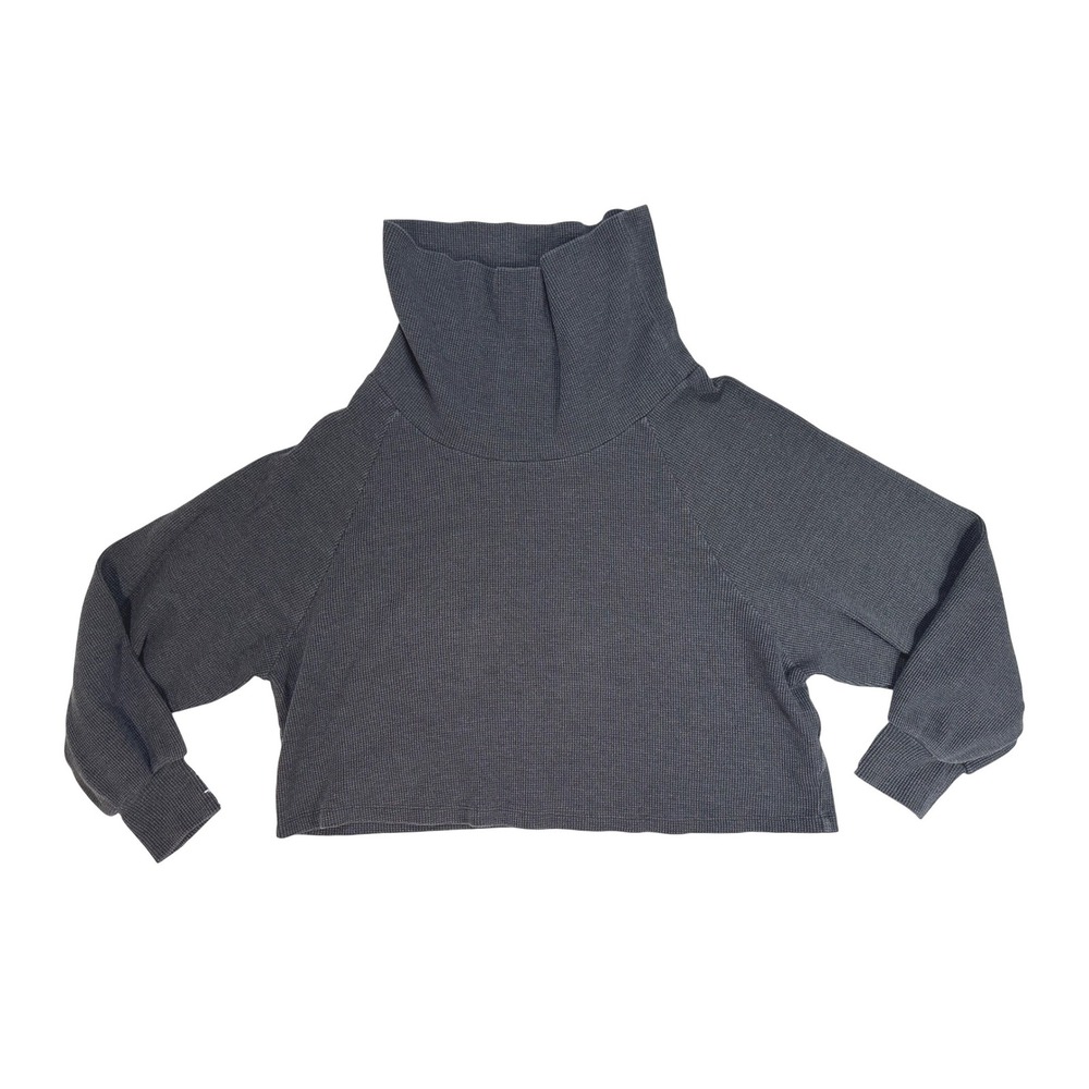 Pilcro Anthropologie‎ Charcoal Gray Waffle Knit Cowl Neck Cropped Sweater Medium